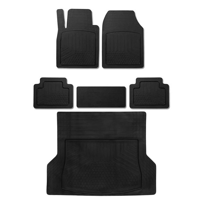 Trimmable 3D Floor Mats & Cargo Liner Waterproof for Ford Rubber Black 6 Pcs