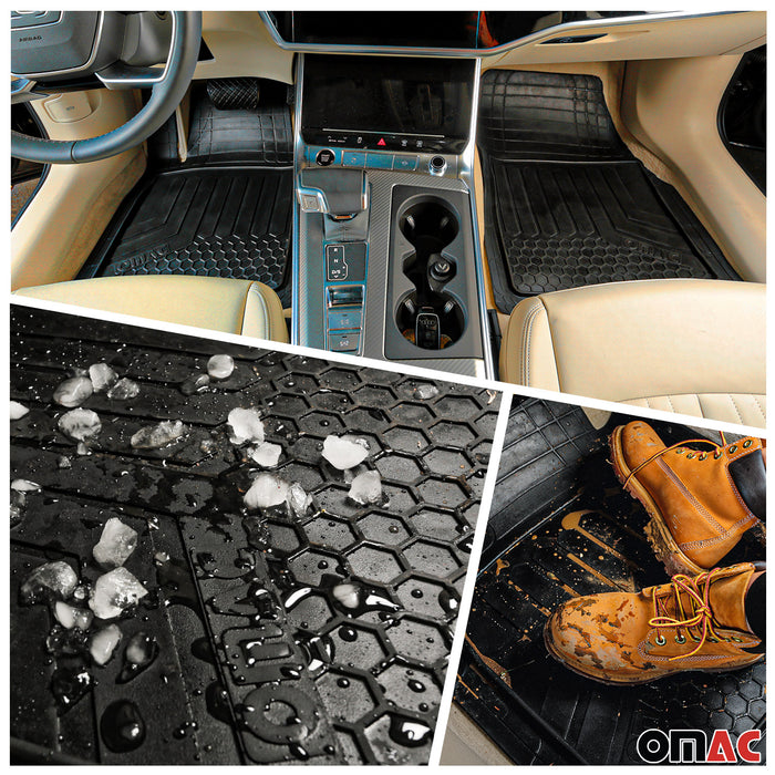 Trimmable 3D Floor Mats & Cargo Liner Waterproof for Ford Rubber Black 6 Pcs