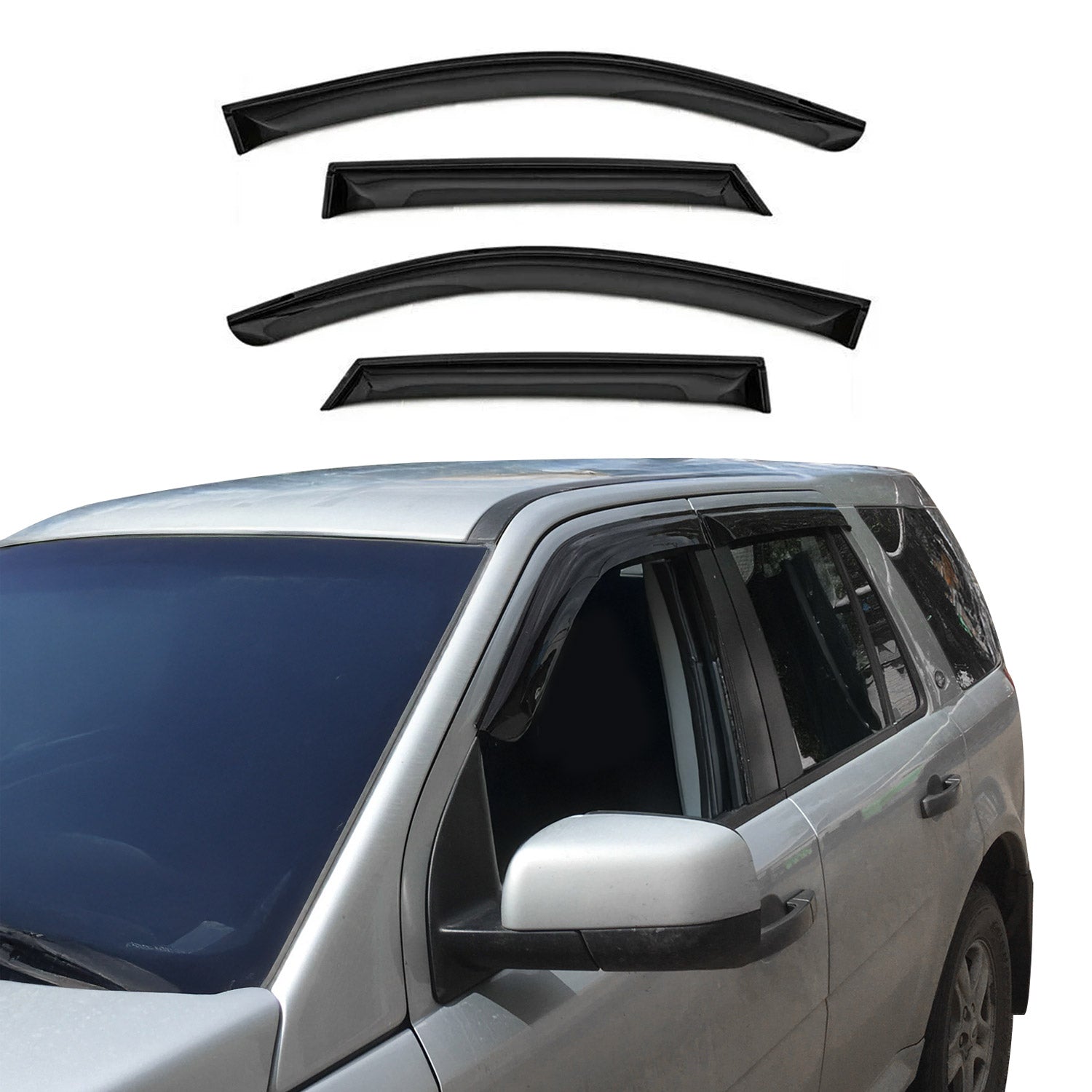 thumbnail image 2 of Smoked Acrylic Window Visors For Honda Pilot 2016-2022 – 4pc Tape-On Rain Guards By 707MOTORING 2 of 5