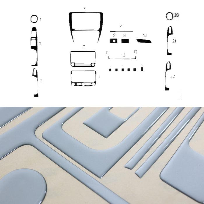 Aluminium Look Dashboard Console Trim Kit for VW Jetta A6 2011-2014 22 Pcs