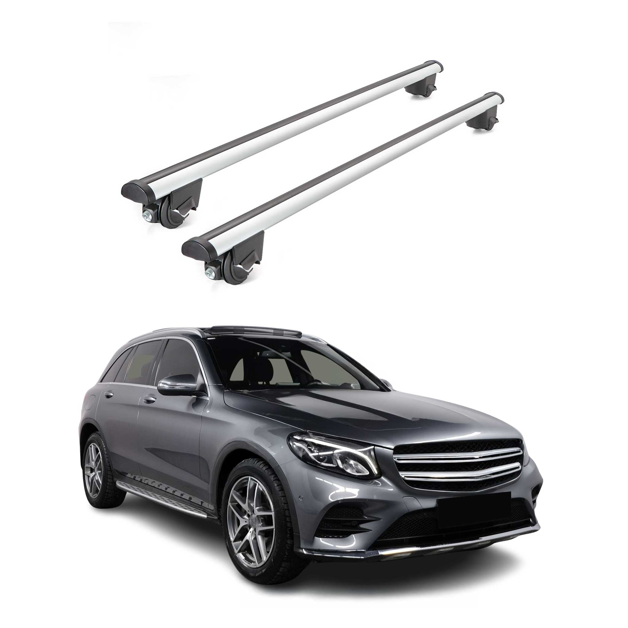 ACPA AUTO ACE-2 Barres De Toit Pour Mercedes GLC X253 2016-2022 - 2 Barres Aluminium Gris - Fixation Railing Solide 75 Kg Max