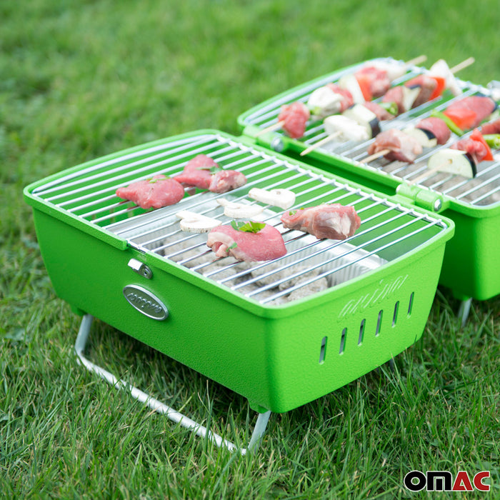 Charcoal Grill Portable Grill Garden Outdoor Green Picnic Grill 13 Pcs BBQ