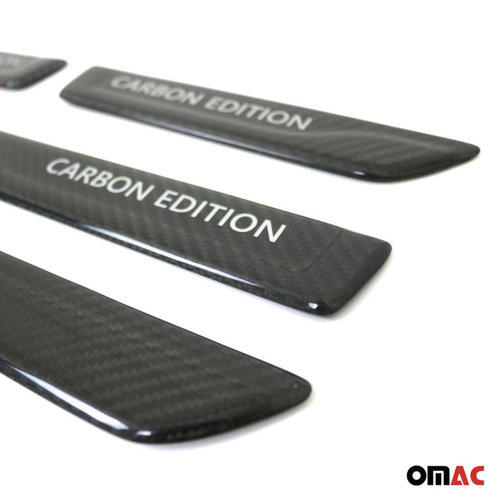 Door Sill Scuff Plate Scratch Protector for Buick Carbon Edition Black 4 Pcs