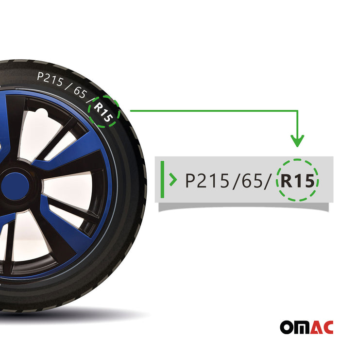 15" Wheel Covers Hubcaps fits Kia Dark Blue Black Gloss