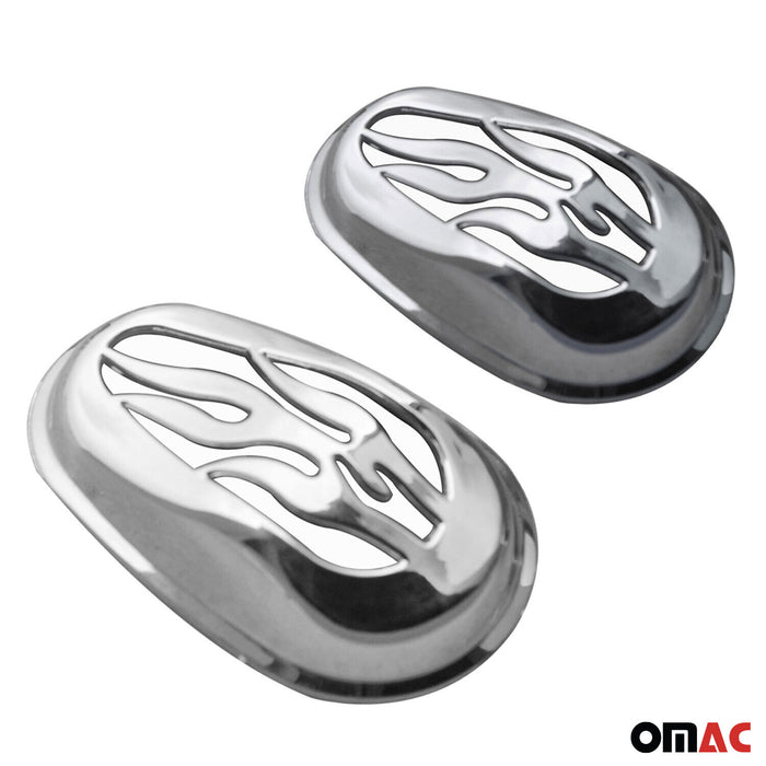 Side Indicator Signal Trim Cover for Fiat 500 2012-2019 Gloss Steel Silver 2 Pcs