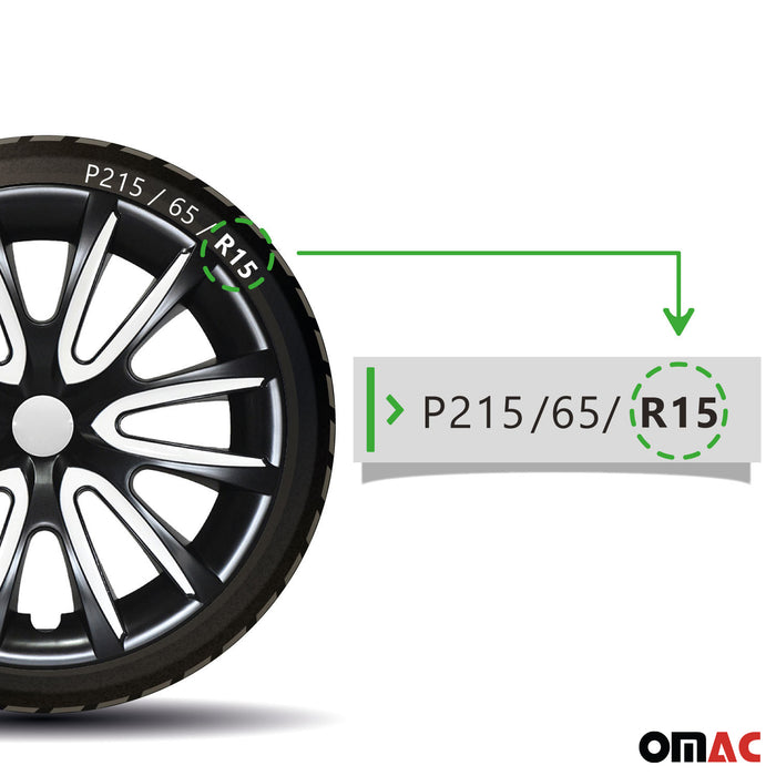 15" Wheel Covers Hubcaps for Audi Black White Gloss