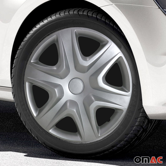 15" 4x Wheel Covers Hubcaps for Smart Silver Gray