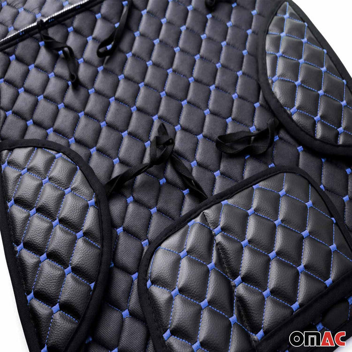 Leather Breathable Front Seat Cover Pads Black Blue for Hummer Black Blue 1Pc