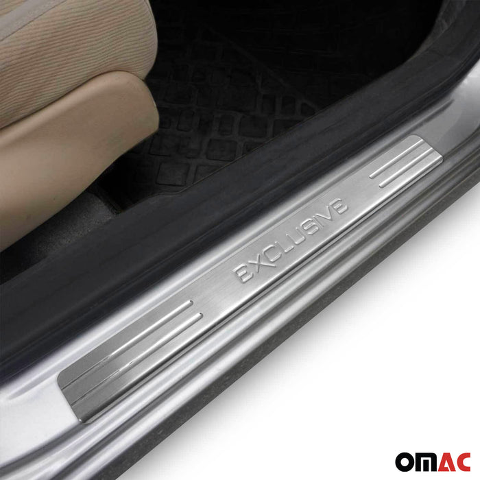 Door Sill Scuff Plate Scratch Protector for Buick Exclusive Steel Silver 4 Pcs