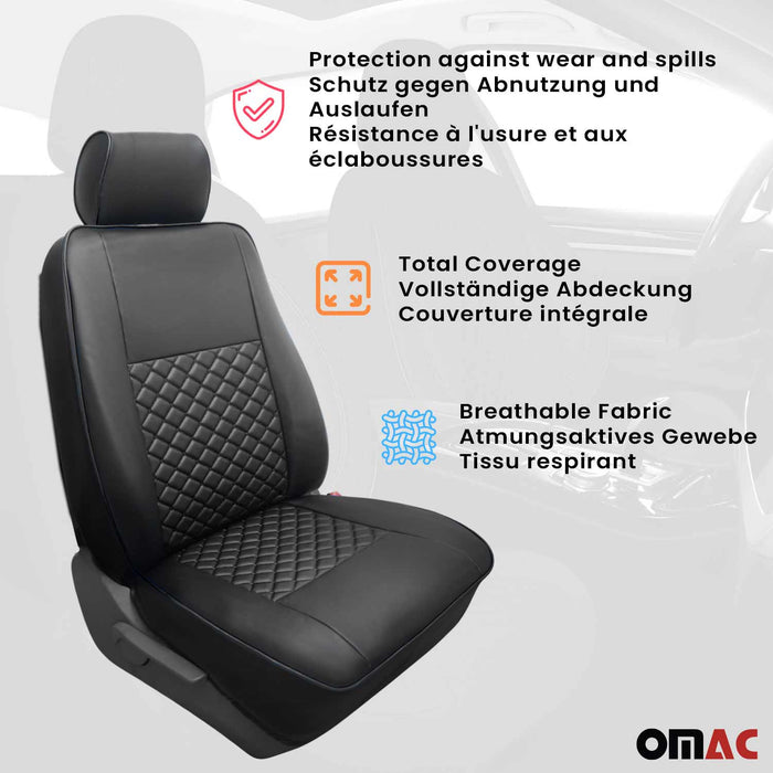 Leather Custom fit Car Seat Covers for RAM ProMaster 2014-2024 Black