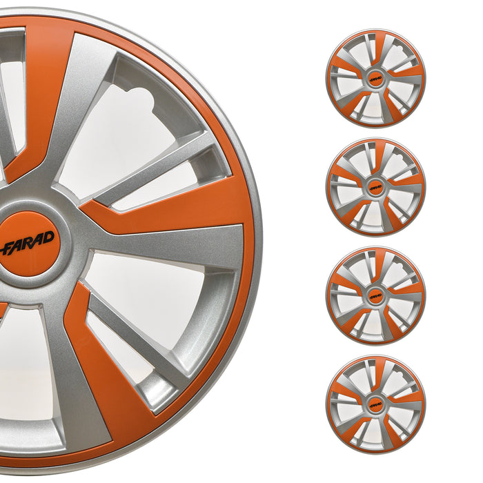 16" Hubcaps Wheel Rim Cover Grey with Orange Insert 4pcs Set