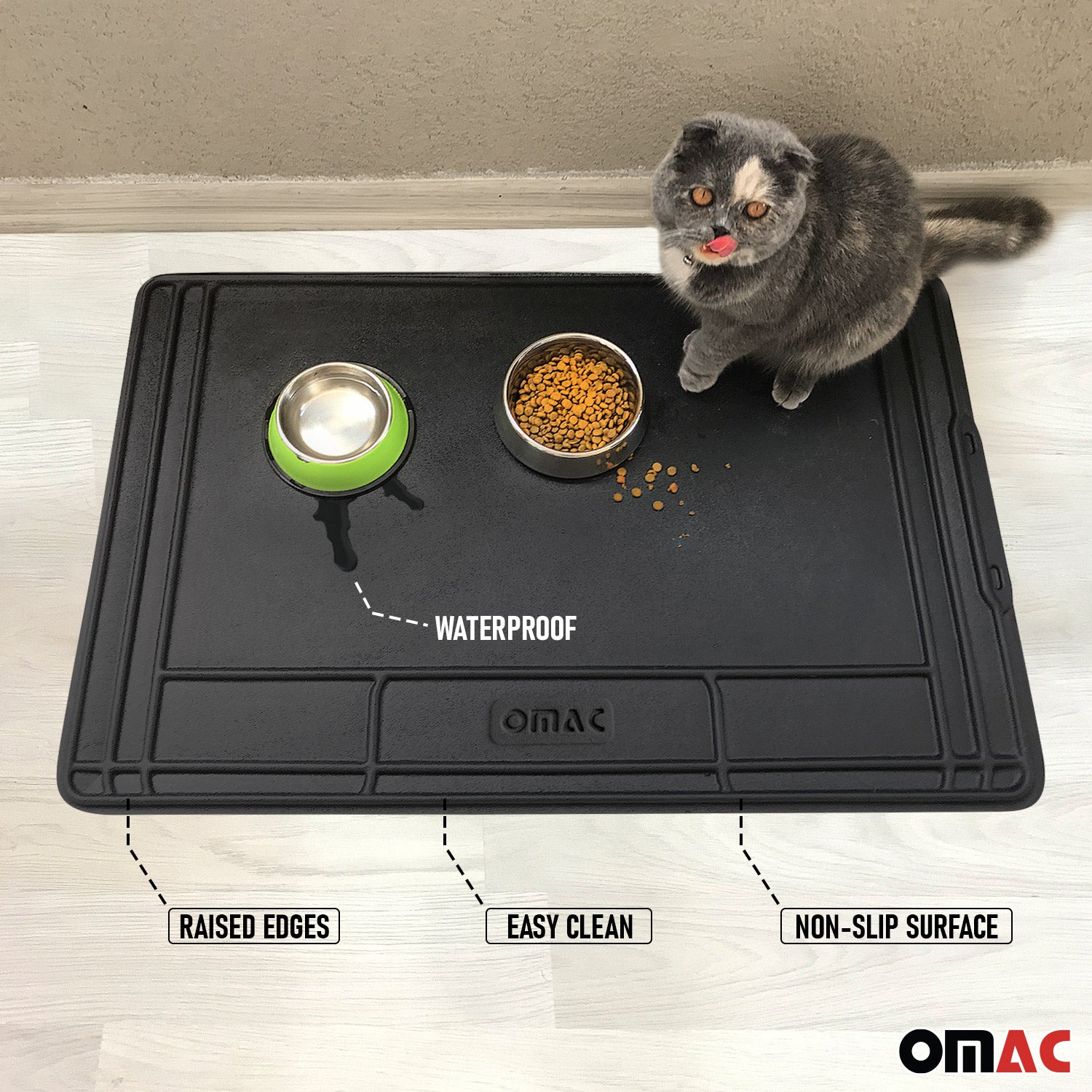 6 Pcs Cat Food Mat Silicone Pet Feeding Mat for Floor Non Slip Waterproof  Dog Food Mat for Food and Water Pet Cat Placemat Non Spill Pet Dish Tray  for