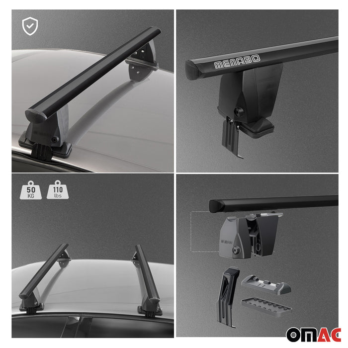 Top Roof Racks Cross Bars fits Mazda 3 Hatchback 2014-2018 2Pcs Black Aluminium