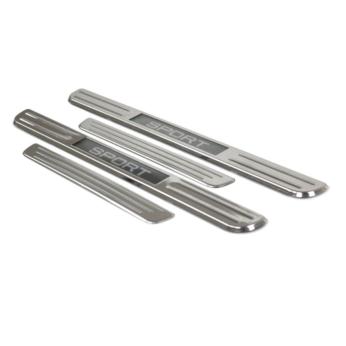 Chrome Door Sill Cover Illuminated Sport Scuff Plate Stainless Steel 4 Pcs