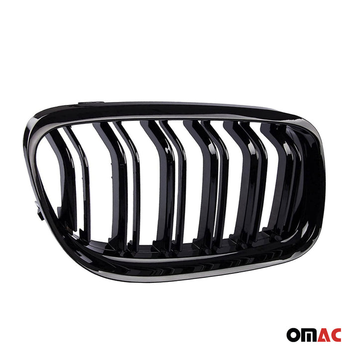 For BMW E90 E91 2009-2012 Front Kidney Grille M4 Style Gloss Black Dual Slat