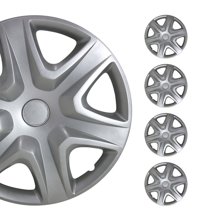 15" 4x Wheel Covers Hubcaps for Smart Silver Gray