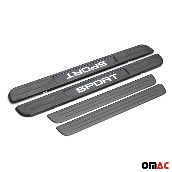 Dark Brushed Chrome Illuminated Sport Door Sill Cover Scuff Plate S. Steel 4 Pcs