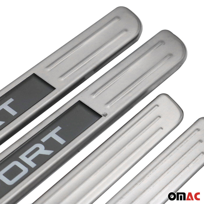 Door Sill Scuff Plate Illuminated for Honda Brushed Steel Silver 4 Pcs