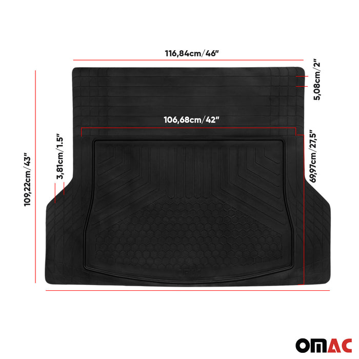 OMAC Car Rubber Cargo Trunk Liner Black Heavy Duty Set Trimmable