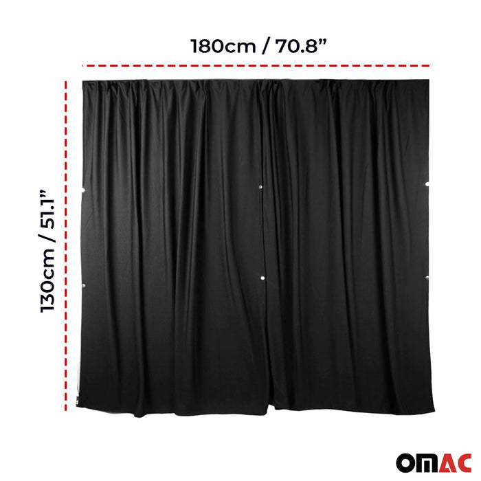 Cabin Divider Curtain Privacy Curtains for Mercedes Fabric Black 2Pcs