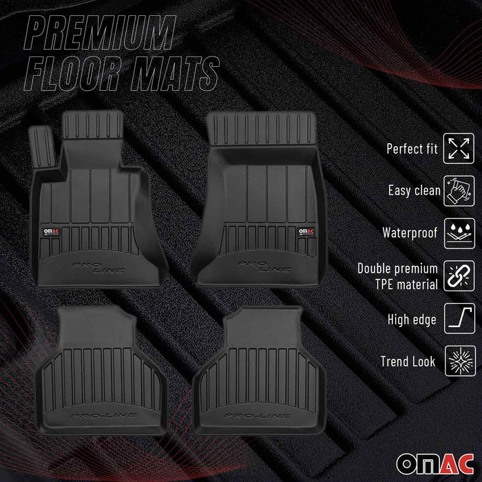 OMAC Premium Floor Mats for for BMW 7 Series E65 E66 E67 2002-2008 TPE Black 4x