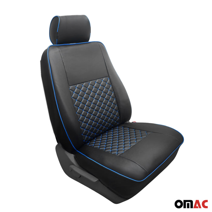 Leather Front Car Seat Covers Protector for Ford Transit 2015-2024 Black Blue