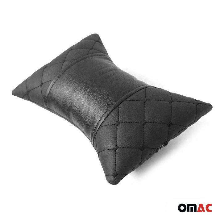 1x Car Seat Neck Pillow Head Shoulder Rest Pad PU Leather Black