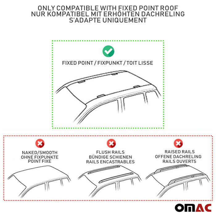 Fix Point Roof Racks Cross Bars for Mazda 3 Hatchback 2010-2013 Gray 2Pcs