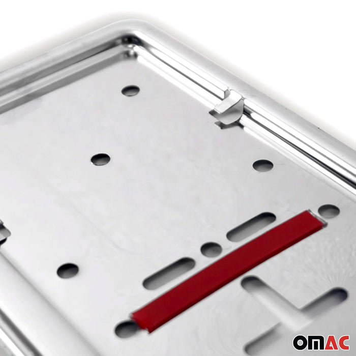 2 Pcs Chrome License Plate Frame Holder Stainless Steel fits European Models