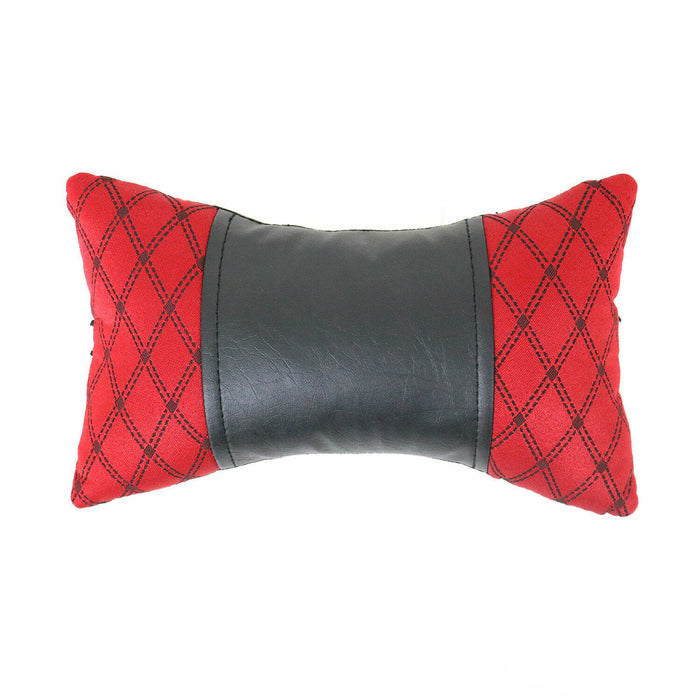 1x Car Seat Neck Pillow Head Shoulder Rest Pad Fabric PU Leather Red with Black