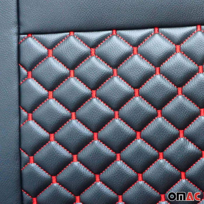 Leather Front Car Seat Covers Protector for VW Eurovan 1993-2003 Black Red