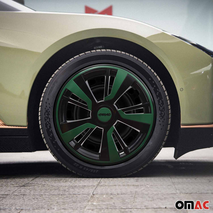 15" Wheel Covers Hubcaps fits VW Green Black Gloss