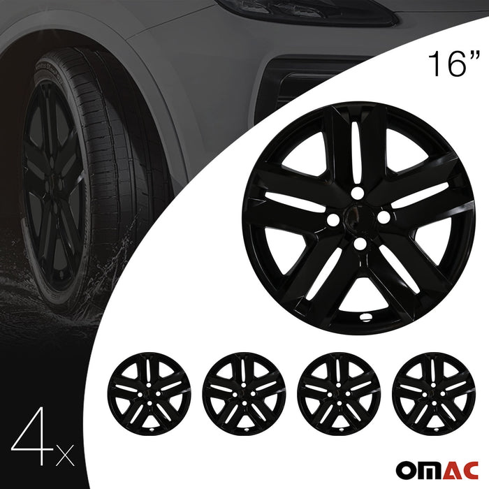 4x 16" Wheel Covers Hubcaps for VW Jetta Black