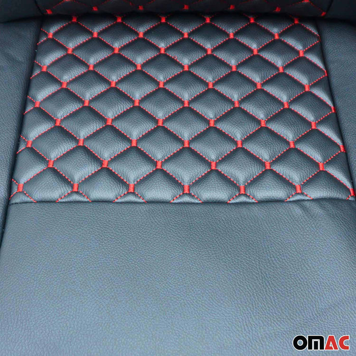 Leather Front Car Seat Covers Protector for VW Eurovan 1993-2003 Black Red