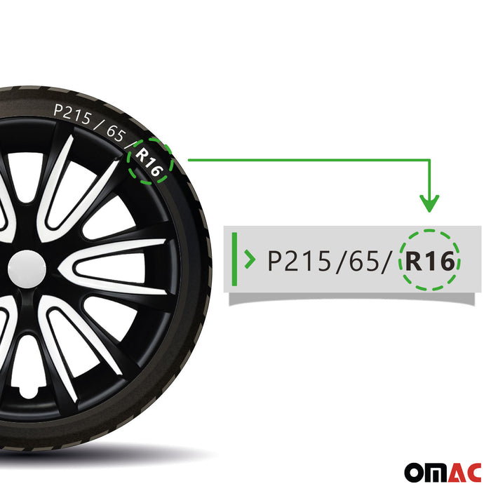 16" Wheel Covers Hubcaps for Hyundai Black Matt White Matte