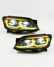 BMW 7 Series F02 G12 Style LED Headlight Assembly with Dual-Color DRL (Yellow / White) 2013 - 2015 (Replaces 63117228423)
