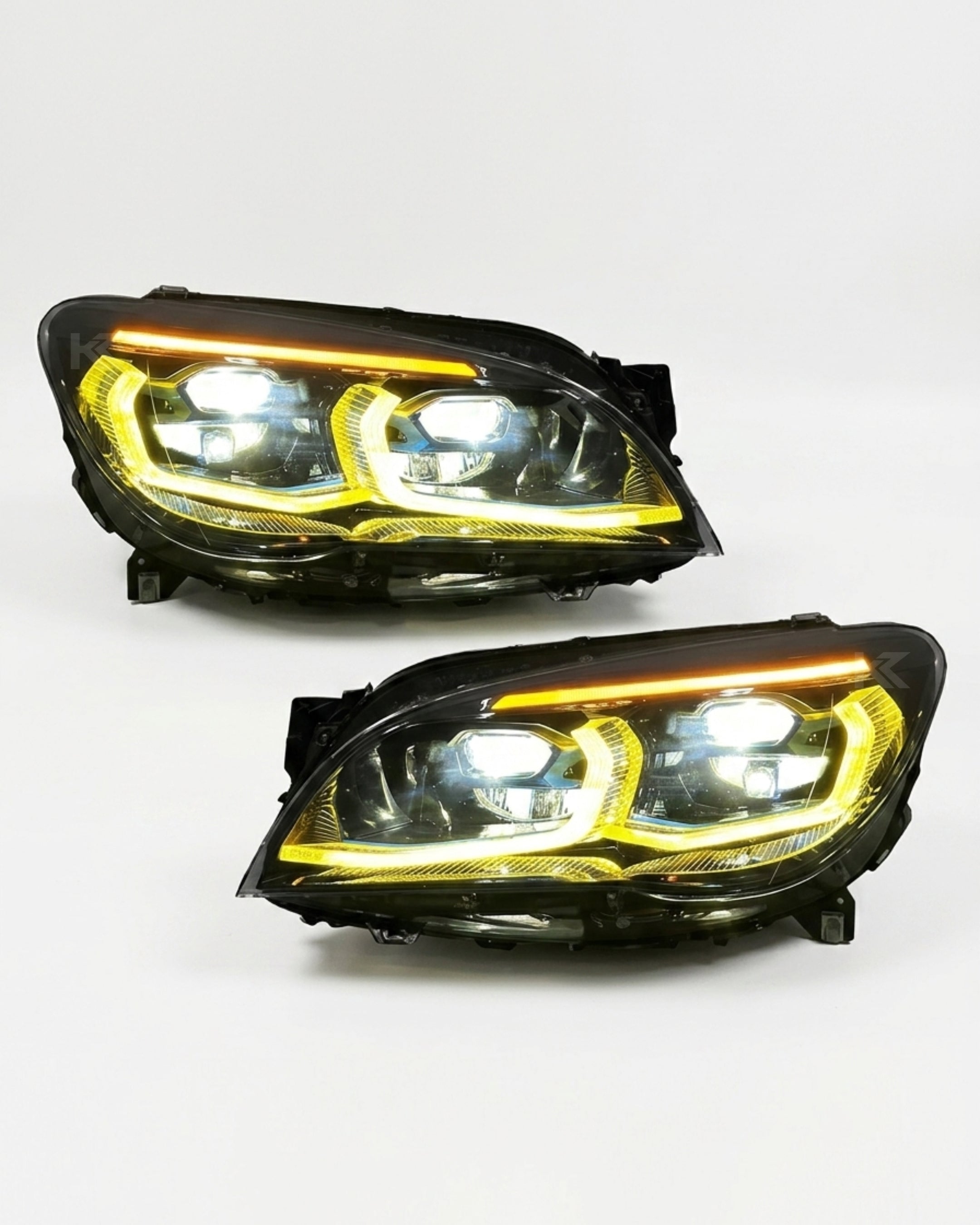 BMW 7 Series F02 G12 Style LED Headlight Assembly with Dual-Color DRL (Yellow / White) 2013 - 2015 (Replaces 63117228423)