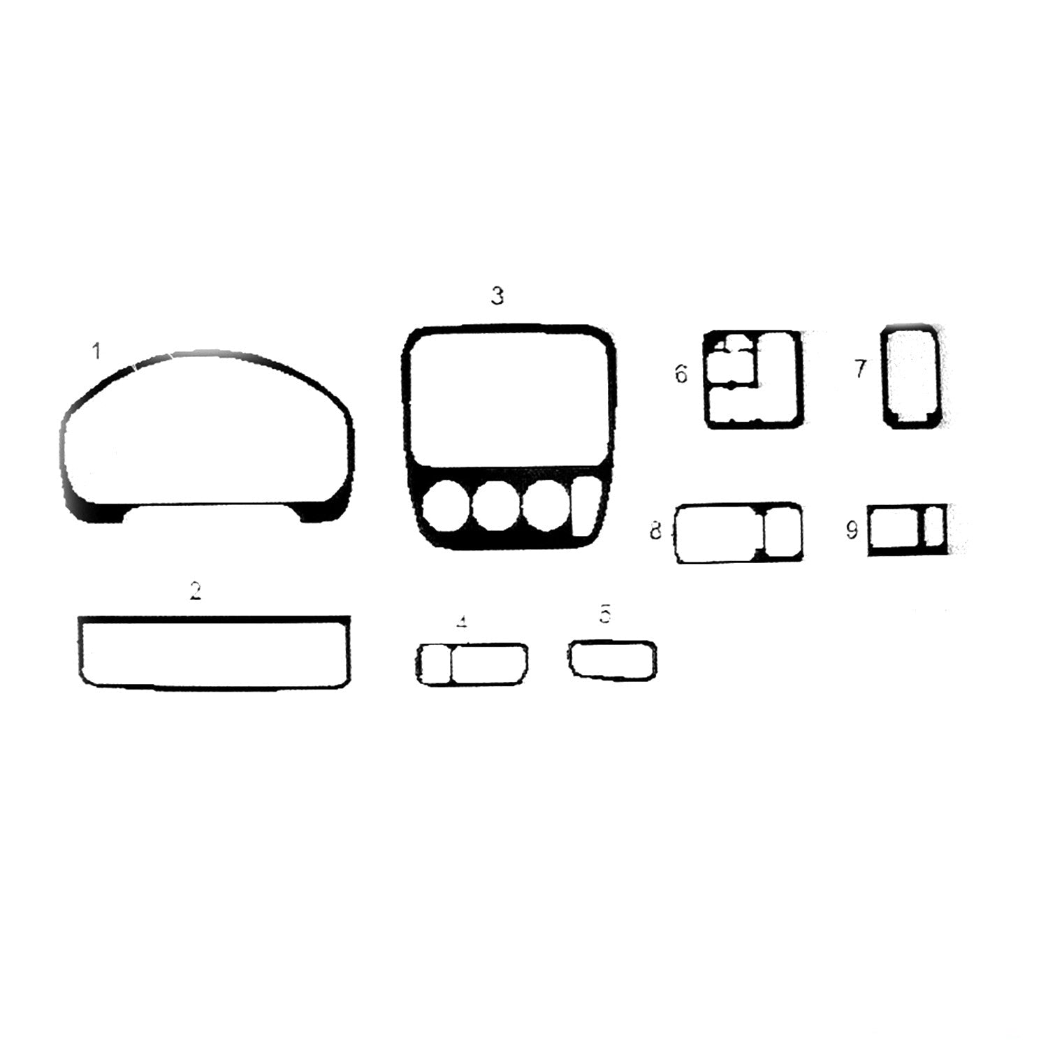 1997-2001 Honda CR-V Carbon Look Dashboard Console Trim Kit 9 Pcs