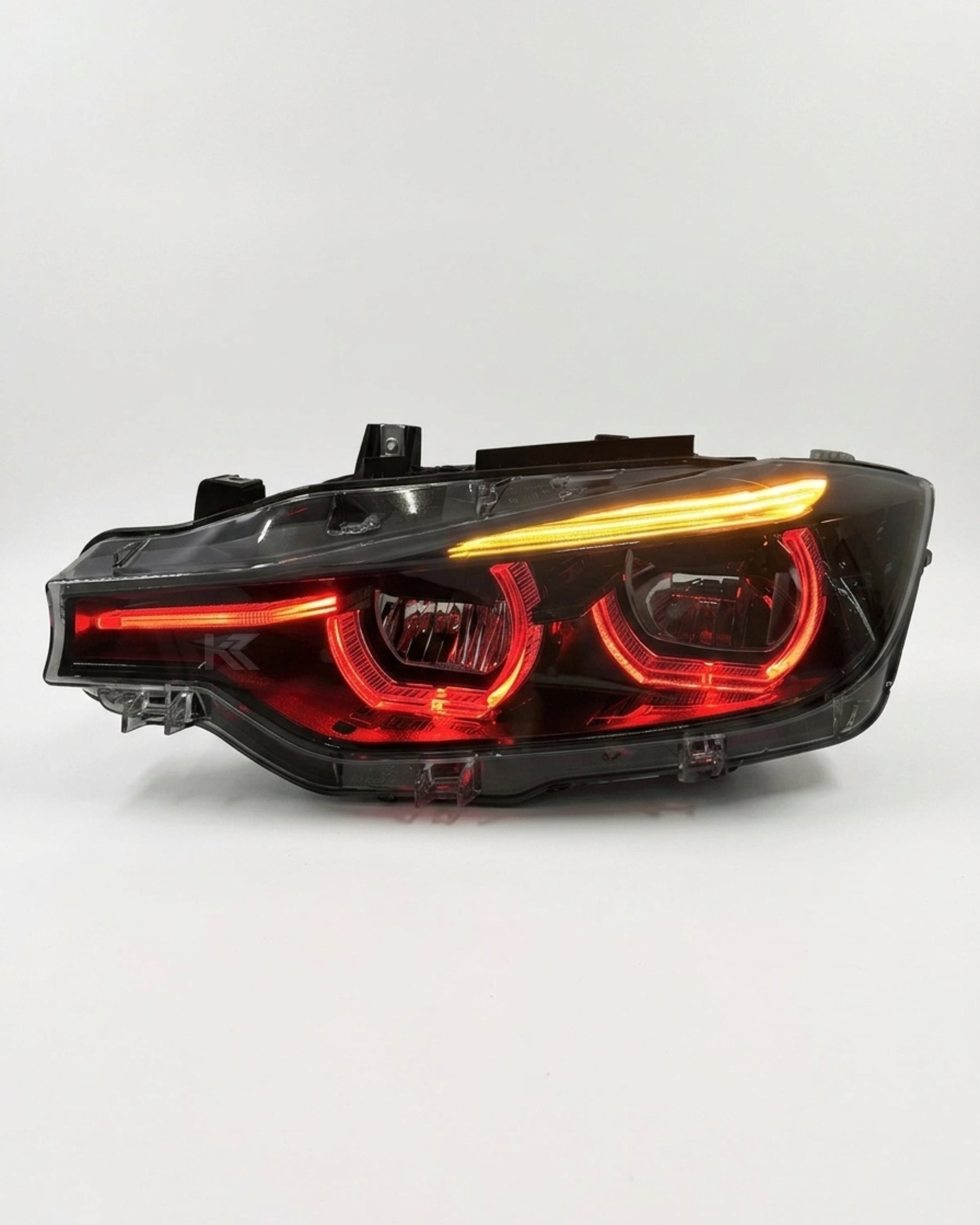 BMW 3 Series F30 / F31 / F35 V3 Smoked Triple-Color LED Headlight Assembly (White / Yellow / Red DRL) 2012 - 2018 (Replaces 63117314531)