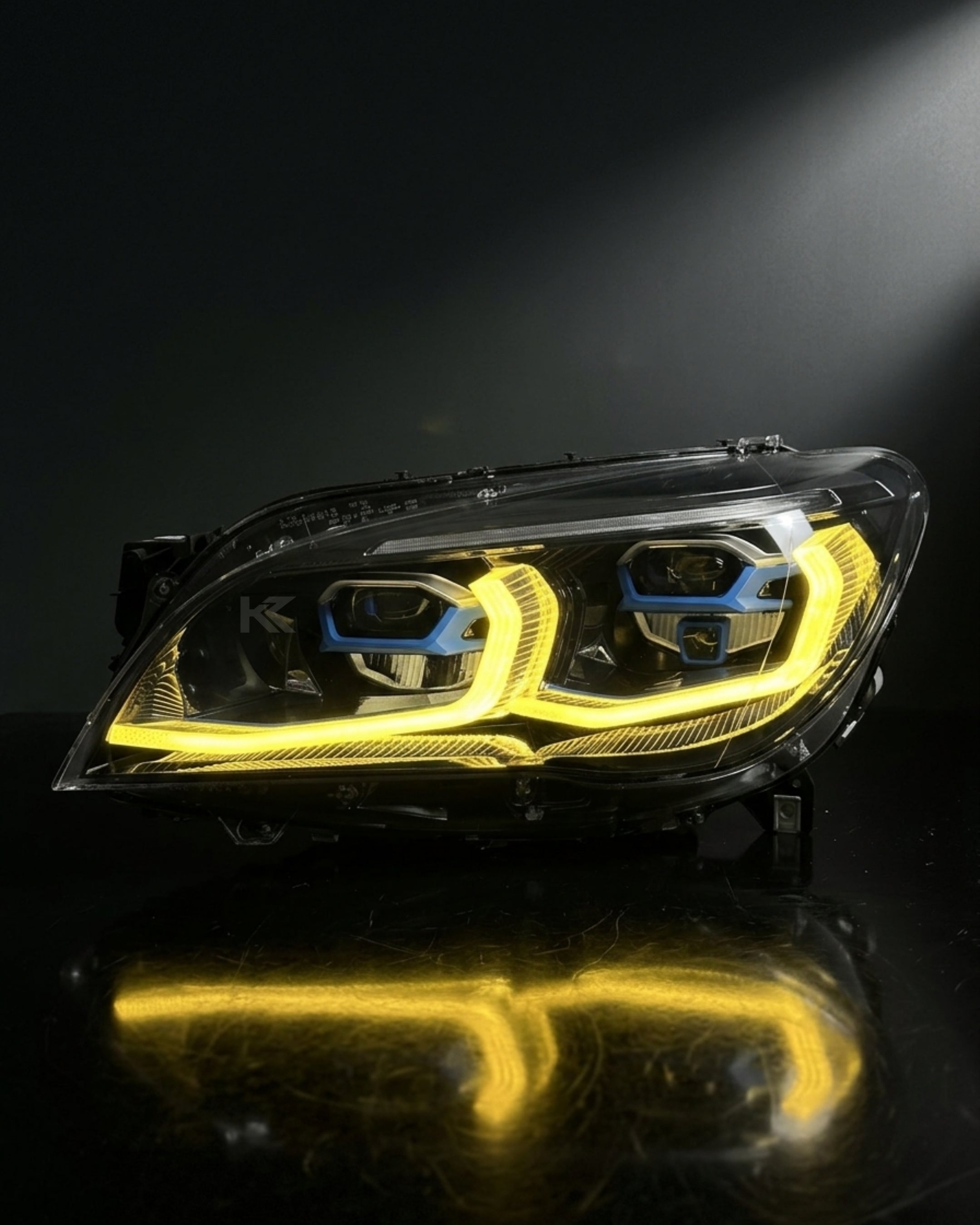 BMW 7 Series F02 G12 Style LED Headlight Assembly with Dual-Color DRL (Yellow / White) 2013 - 2015 (Replaces 63117228423)