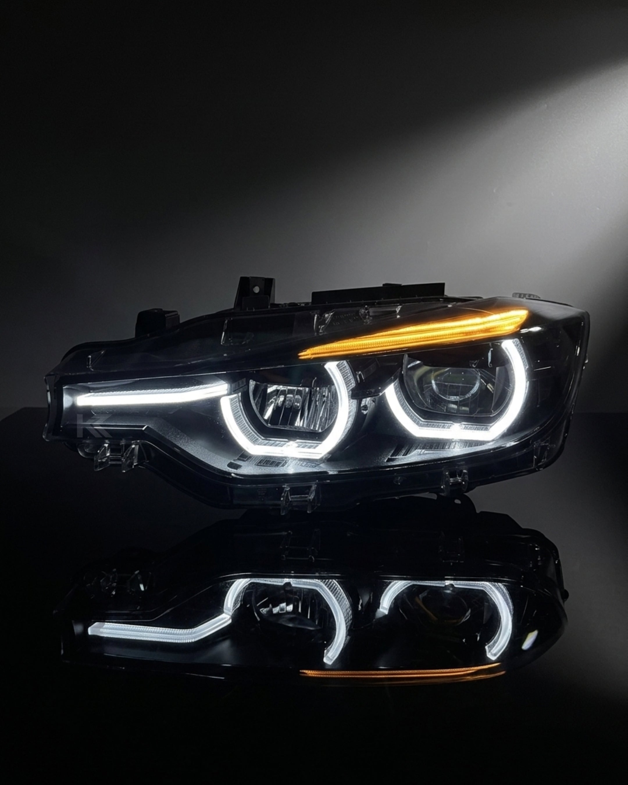 BMW 3 Series F30 / F31 / F35 V3 Smoked Triple-Color LED Headlight Assembly (White / Yellow / Red DRL) 2012 - 2018 (Replaces 63117314531)