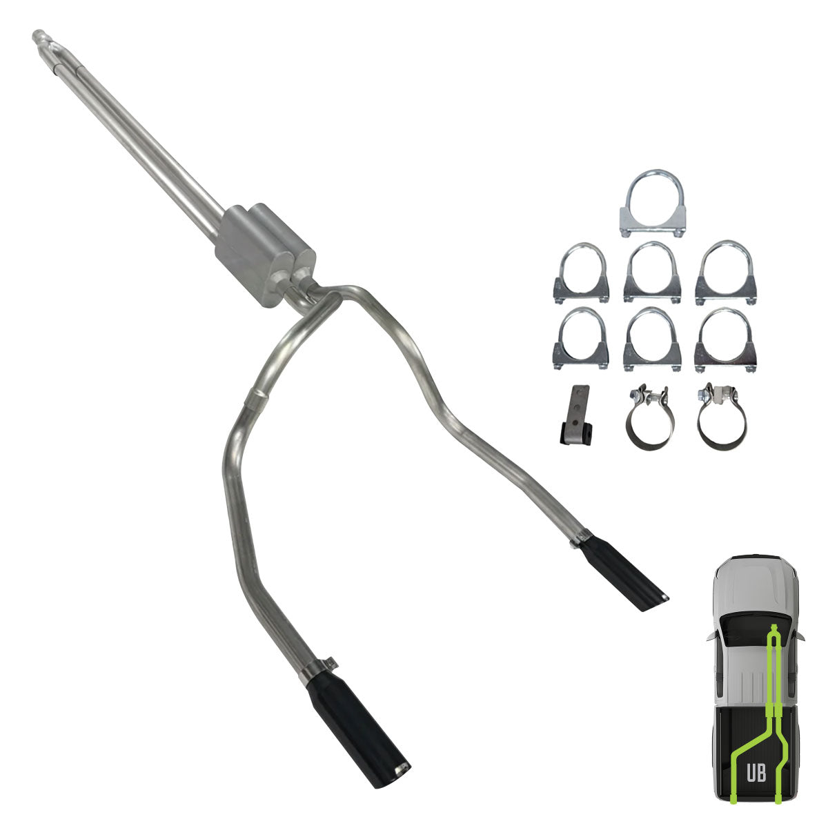 GMC/Chevy, 2007-2013, 5.3L, Clamp/On - Truck Cat-Back Dual Exhaust Kits