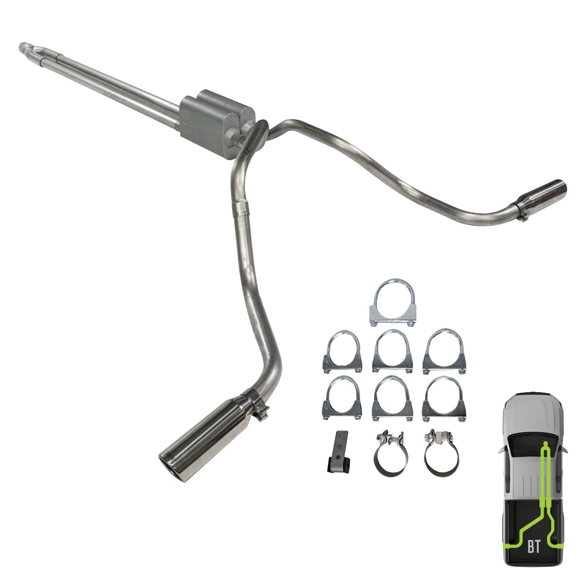 GMC/Chevy, 2007-2013, 5.3L, Clamp/On - Truck Cat-Back Dual Exhaust Kits