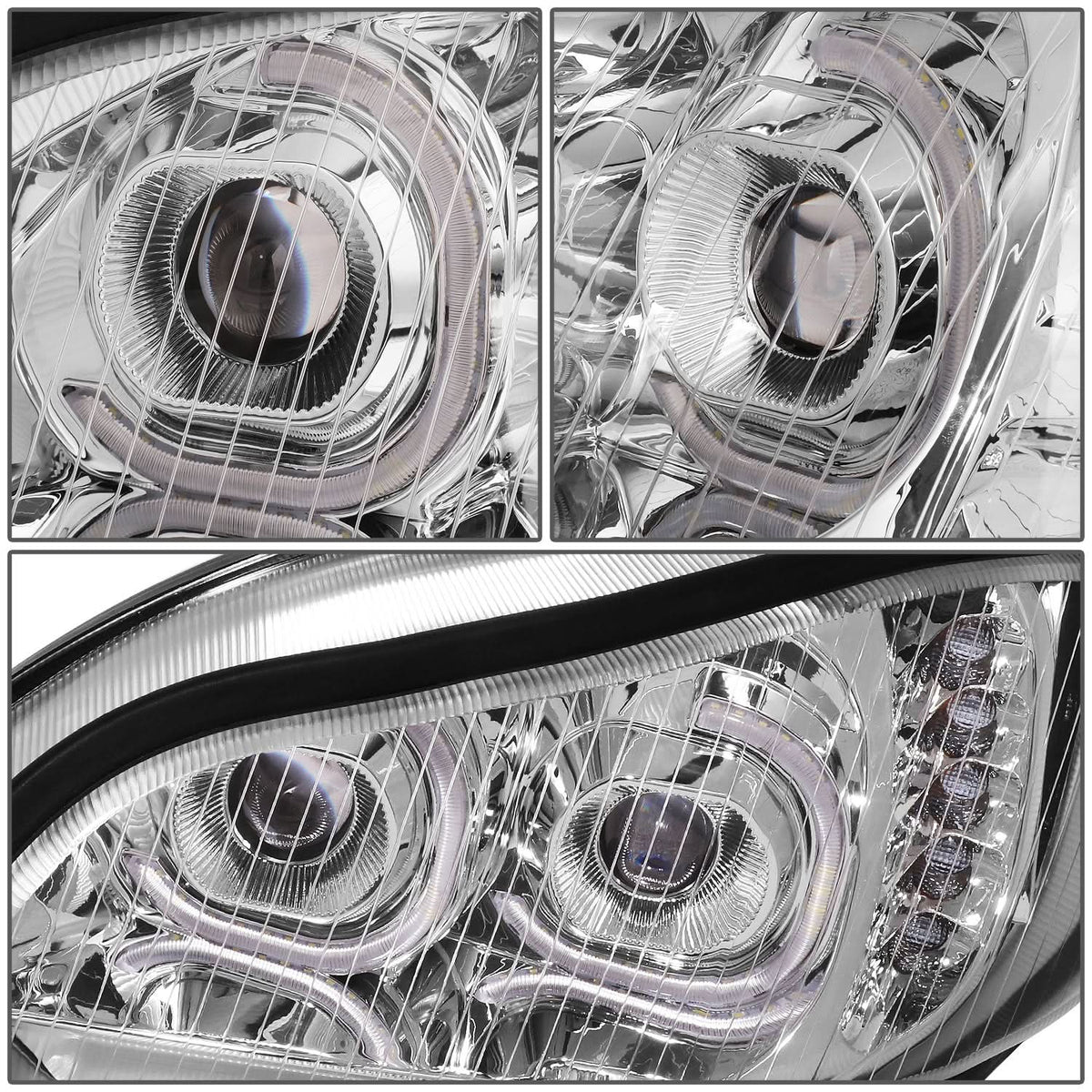 03-19 Freightliner M2 Projector LED DRL Chrome Headlights
