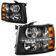 2007-2014 Chevrolet Silverado LED Reflector Headlights Black