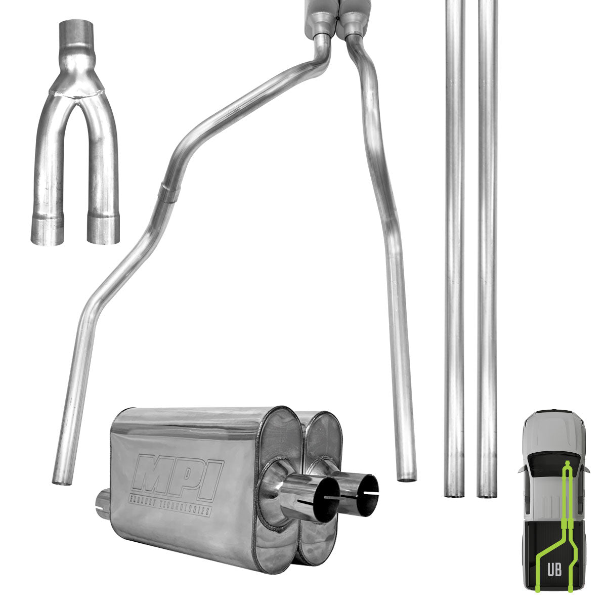 GMC/Chevy, 2012-2018, 6.0L - Stainless - MPI Exhaust Cat-Back Dual Stainless Kits