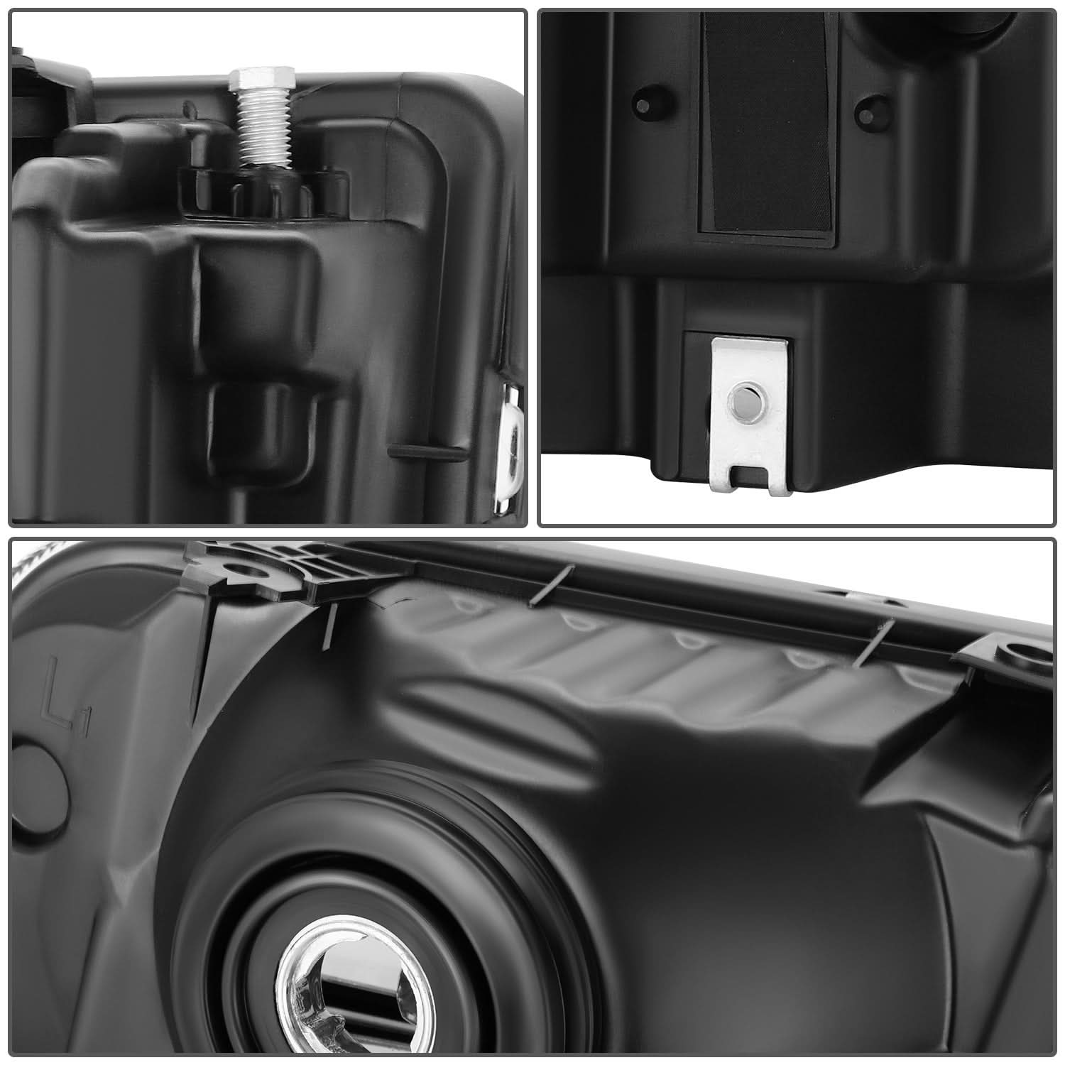 99-04 Ford Super Duty One Piece Headlight Set Black Housing