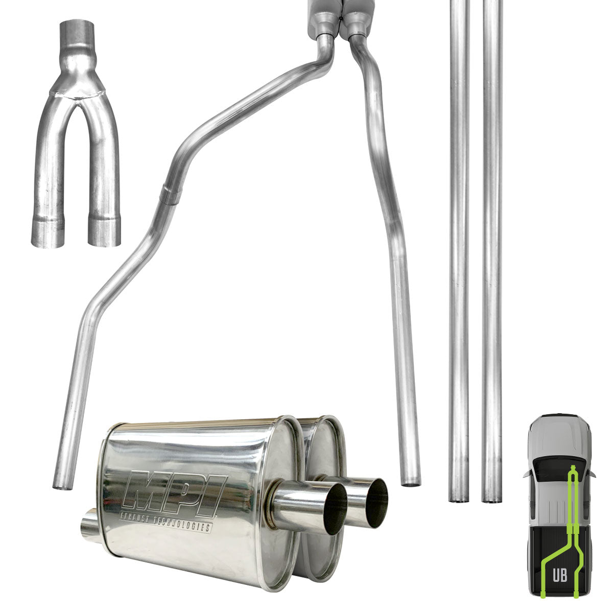 GMC/Chevy, 2007-2011, 6.0L, Stainless - MPI Exhaust Cat-Back Dual Stainless Kits