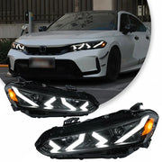 Honda Civic 11th Gen 4-Lens LED Headlight Assembly with Start-Up Animation & Dynamic Turn Signal 2022 - 2023 (Pair)