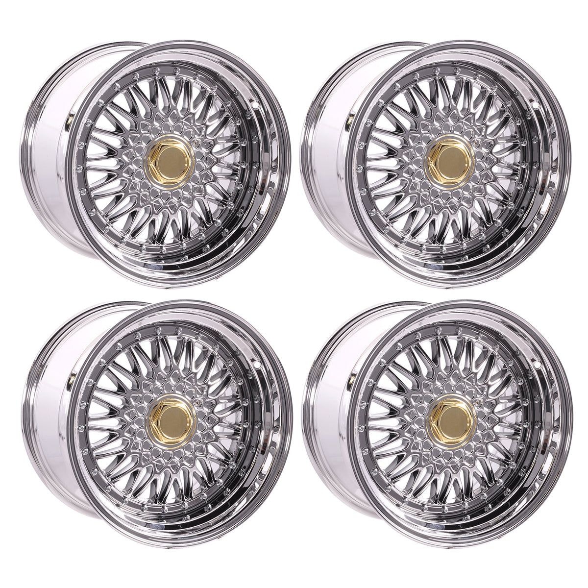 (4) 17X10 +25 5X100 / 5X114.3 Step Lip Deep Dish Mesh Wheels Rims
